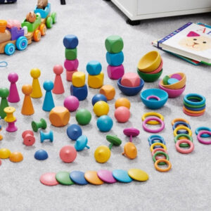 Drewniany kolorowy zestaw do zabawy sensorycznej iheurystycznej
