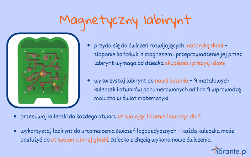 tablica manipulacyjna - ćwiczenia i zabawy w terapii Si i logopedycznej  - magnetyczny labirynt